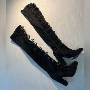 Melanie black knee tall sway boots